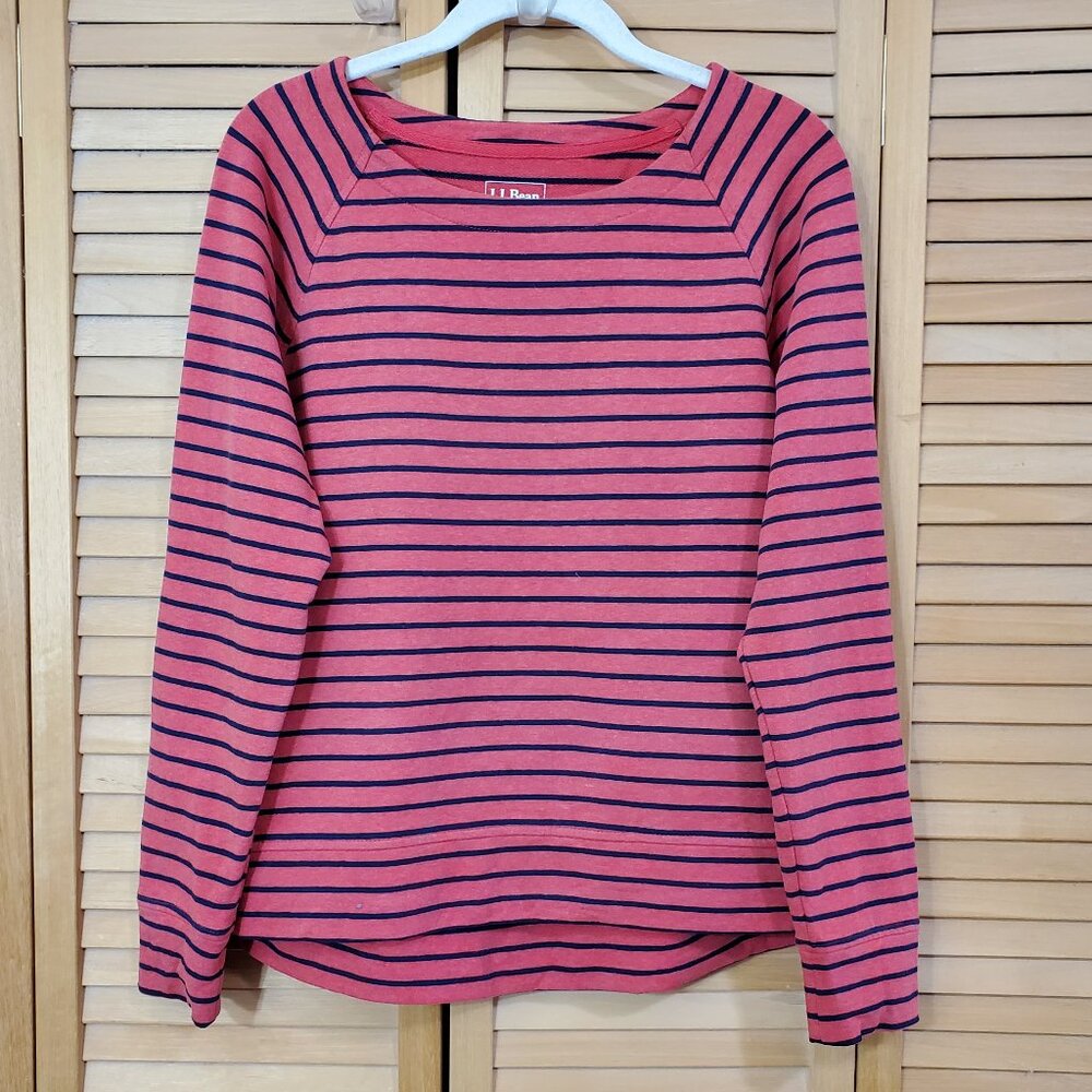 L.L. Bean Women's Boatneck Striped French Terry Top SP